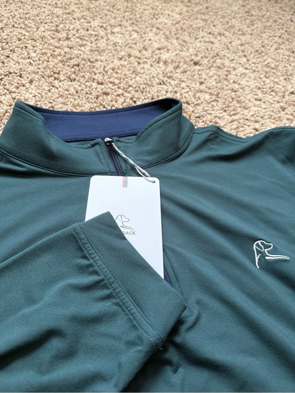 Rhoback Quarter Zip Pullover Mens L Green Long Sleeve Golf Performance Top NWT